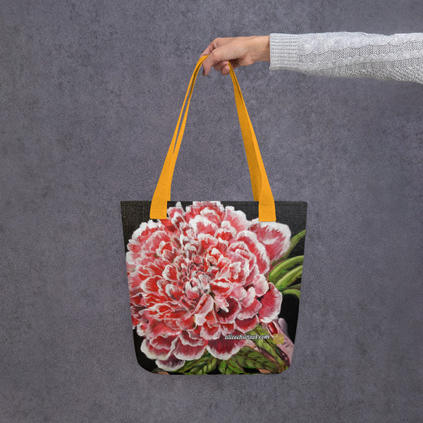 Red Peonies Floral Tote Bag - Made in USA/EU
