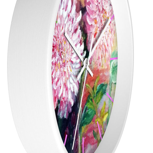 Pink Flowers Floating on the Lake, Floral Designer 10 inch Dia. Wall Clock - Made in USA - alicechanart