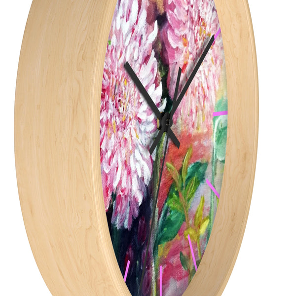 Pink Flowers Floating on the Lake, Floral Designer 10 inch Dia. Wall Clock - Made in USA - alicechanart