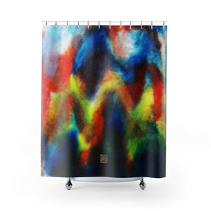 Colorful Mountains Shower Curtains, Abstract Chinese Art Shower Curtains, "The Light At The End Of The Tunnel", Galaxy Art Shower Curtains, Galaxy Chinese Art Shower Curtains, Contemporary Art Shower Curtains, Abstract Art Shower Curtains, Modern Chinese Polyester 71" x 74" Bathroom Curtains-Printed in USA, Long Hookless Shower Curtains, Abstract Shower Curtains For Almost Any Popular Bathroom Decor, Modern Shower Curtains, Watercolor Shower Curtains