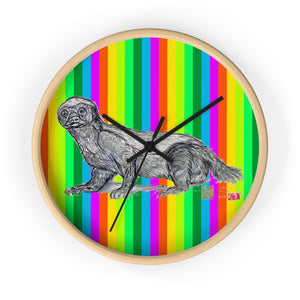 Super Rainbow Honey Badger Animal Art Modern Unique Wall Clock- Made in USA - alicechanart