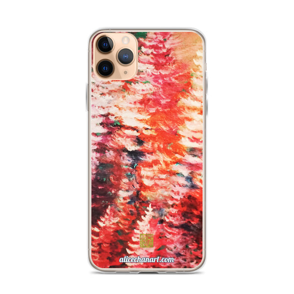 Pine Trees Art iPhone Case, Pink Pines Seattle Landscape iPhone 7/6/7+/ 6/6s/ X/XS/ XS Max/ XR/ 11/ 11 Pro/ 11 Pro Max Phone Case, Made in USA/EU/MX