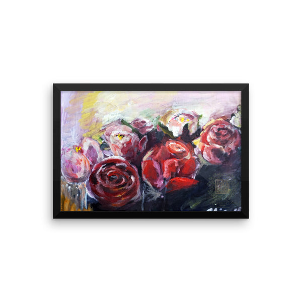 "French Roses", Floral Rose Framed Poster Art Print, Made in USA - alicechanart