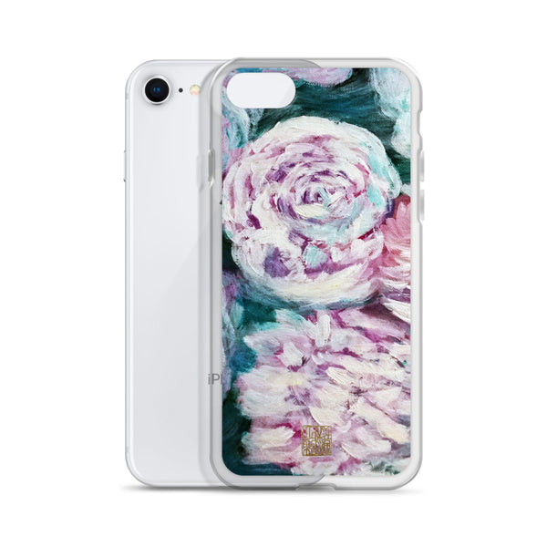 White Roses in Water, Blue White Rose Floral Print Art iPhone Phone Case- Made in USA/ EU - alicechanart