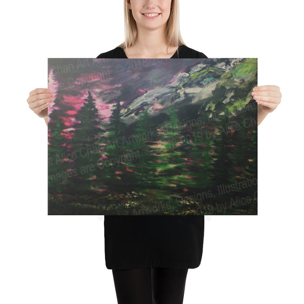 Mount Rainier in Purple Sky, Canvas Art Print, Seattle Landscape Art -Made in USA - alicechanart