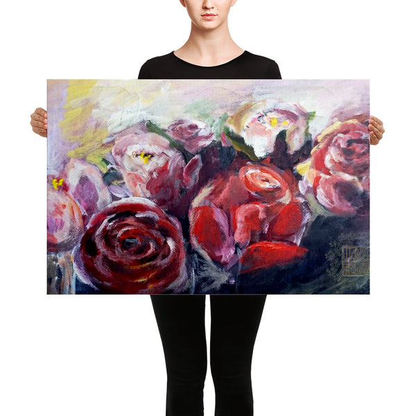"French Red Roses", Floral Rose Canvas Art Print Red Rose Flower Fine Art, Made in USA - alicechanart