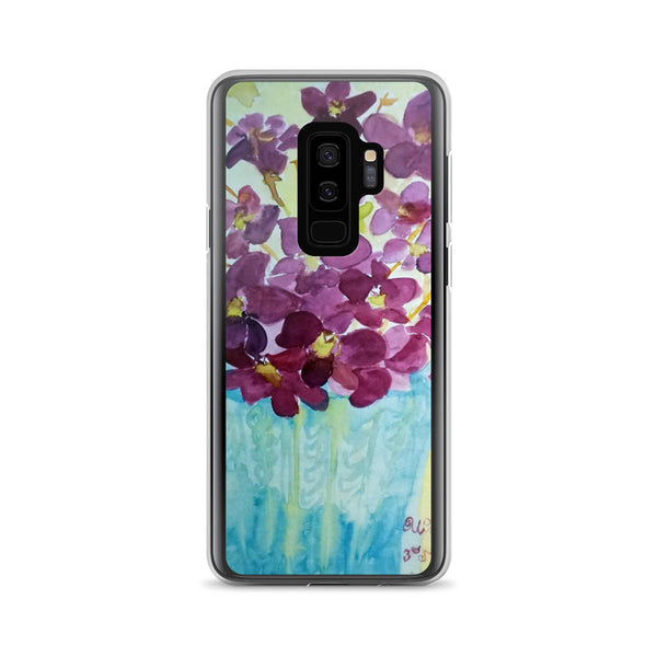 "Curious Exotic Wild Purple Orchids" Floral Print Samsung Phone Case, Made in USA/EU - alicechanart