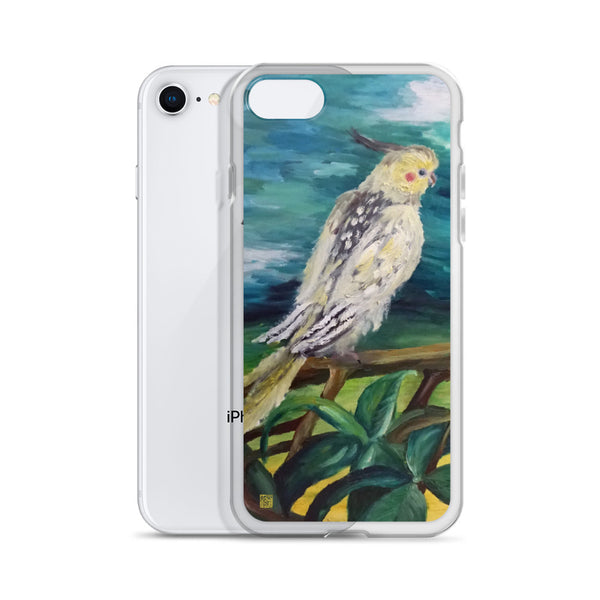Cockatiel White Parrot Resting On A Tree Branch, iPhone Case, Made in USA - alicechanart