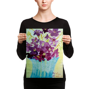 "Curious Exotic Wild Purple Orchids" Floral Art Canvas Print, 12"x16", Made in USA - alicechanart