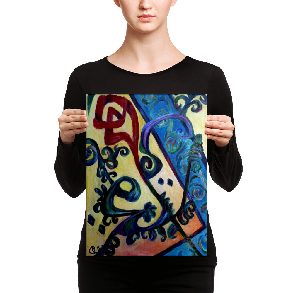 "Red Rose Abstraction of Strength in Arabic", 12"x16" Canvas Art Print - alicechanart