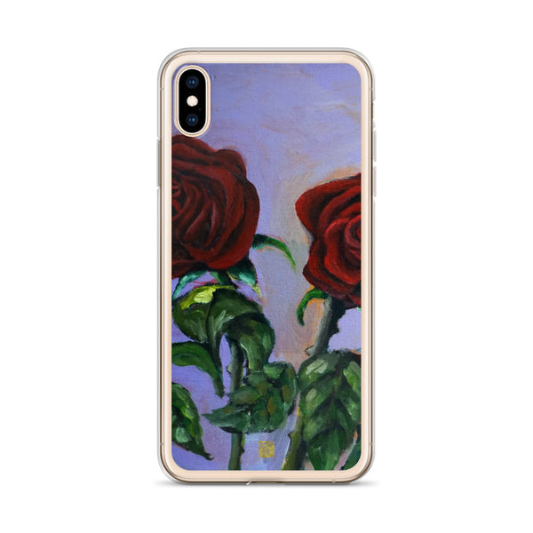 Spring Red Roses in Purple Sky, Floral iPhone 7/6/7+/ 6 / 6s/ X/XS/XS Max/XR Case, Made in USA - alicechanart