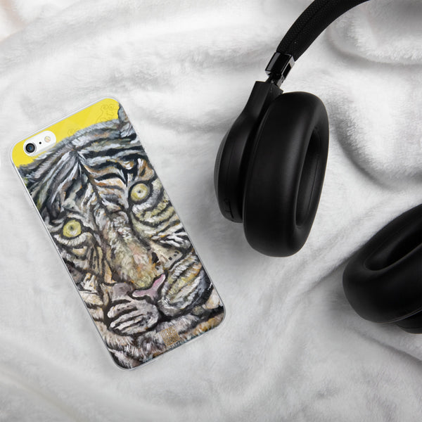 Orange-Eyed White Bengal Tiger, iPhone 7/6/7+/ 6/6s/ X/XS/ XS Max/XR Case, Made in USA - alicechanart