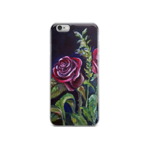 Vampire Red Climbing Rose Floral iPhone Case, Made in USA - alicechanart