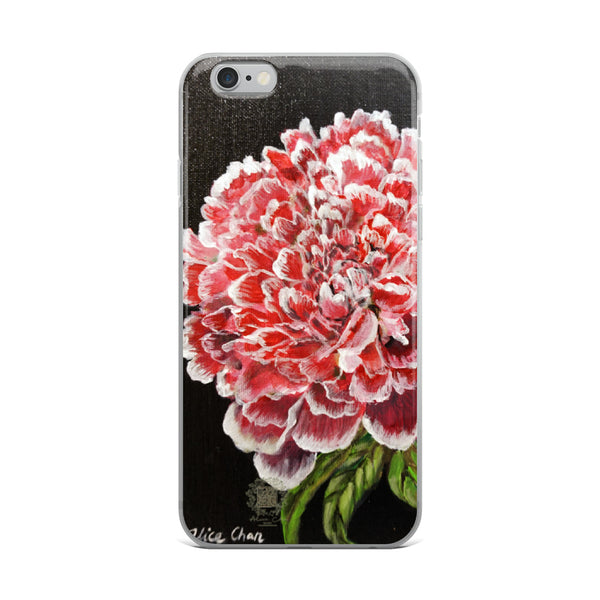 Red Peony Floral Print Premium iPhone Red Peonies Phone Case- Made in USA/ EU - alicechanart