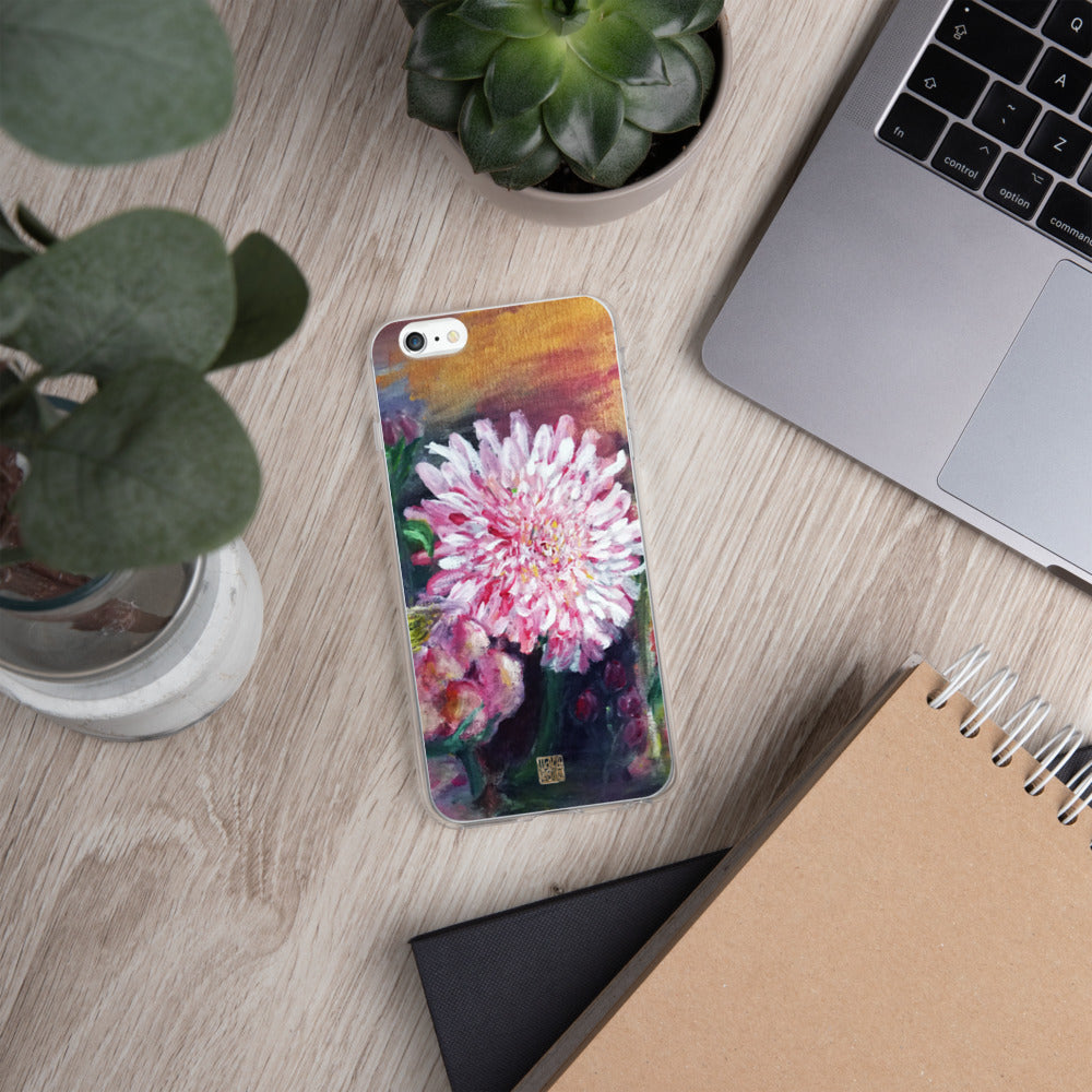 Pink Daisies Floral Print, iPhone 7/6/7+/ 6/6s/ X/XS/ XS Max/XR Case, Made in USA - alicechanart