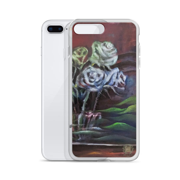 "Ghost Roses", Floral Print, iPhone 7/6/7+/ 6/6s/ X/XS/ XS Max/XR Case, Made in USA - alicechanart Roses Floral Phone Case, "Ghost Roses", Floral Print, iPhone 7/6/7+/ 6/6s/ X/XS/ XS Max/ XR/ 11/ 11 Pro/ 11 Pro Max  Case, Made in USA/EU