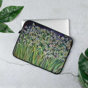 Narcissus Water Lilies, Designer Floral Print Laptop Sleeve Cover Case - 15 in/ 13 in - alicechanart