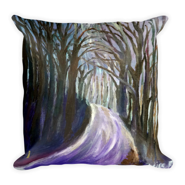 "Purple Hiking Trail", Mountain Landscape Designer Basic Pillow 18"x18"/ 20"x12", Made in USA - alicechanart
