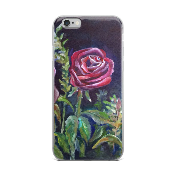 Romantic Red Rose Floral Print iPhone 7/6/7+/ 6 / 6s/ X/XS/ XS Max/XR Case, Made in USA - alicechanart