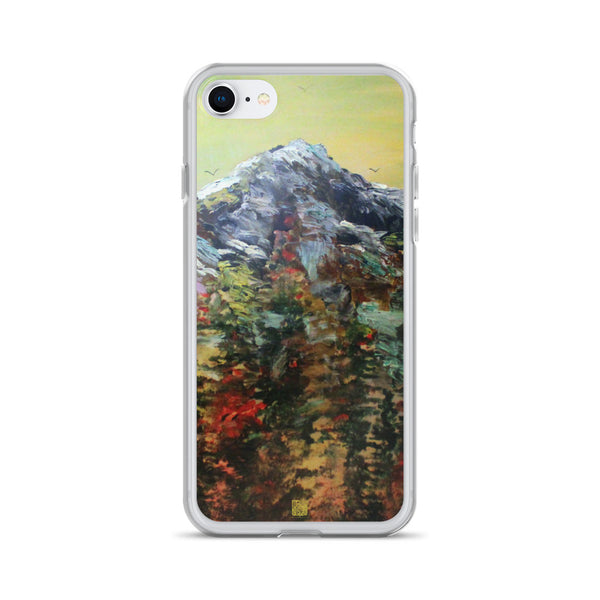 "Mountain Rainier in Yellow Sky", iPhone 7/6/7+/ 6/6s/ X/XS/ XS Max/XR Case, Made in USA - alicechanart