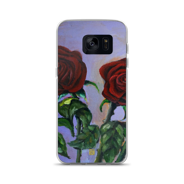 Red Roses in Purple Sky, Floral Samsung Galaxy S7, S7 Edge, S8, S8+, S9, S9+ Phone Case, Made in USA - alicechanart Red Floral Print Phone Case, Red Roses in Purple Sky, Floral Case Samsung Galaxy S7, S7 Edge, S8, S8+, S9, S9+ Phone Case, Made in USA/EU