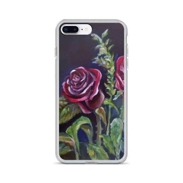 Vampire Red Climbing Rose Floral iPhone Case, Made in USA - alicechanart