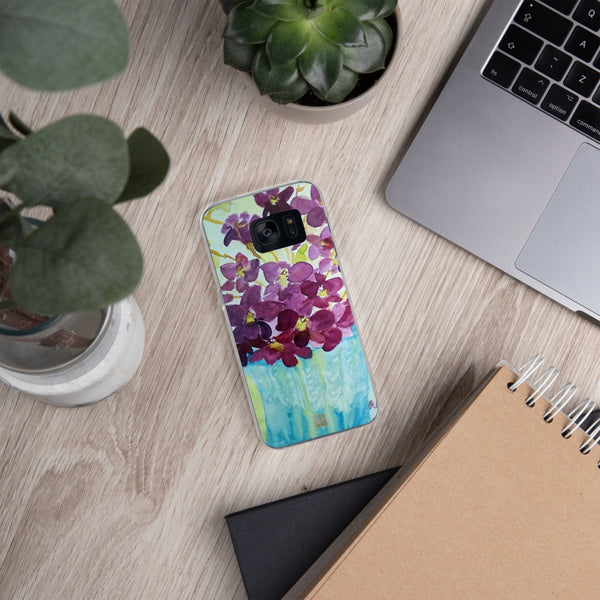 "Curious Exotic Wild Purple Orchids" Floral Print Samsung Cell Phone Case,  Made in USA - alicechanart