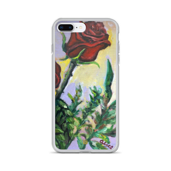 Summer Red Rose in Purple Sky, Floral  iPhone 7/6/7+/ 6 / 6s/ X/XS/ XS Max/XR Case, Made in USA - alicechanart