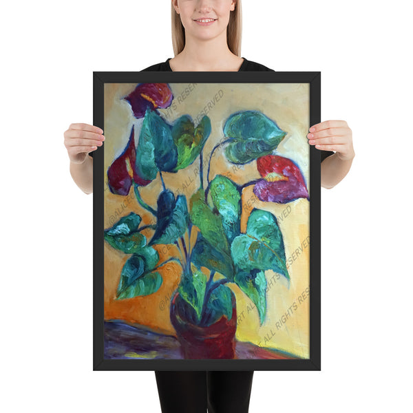 "Red Peace Lily Plant", Framed Art Print Poster, Made in the USA - alicechanart