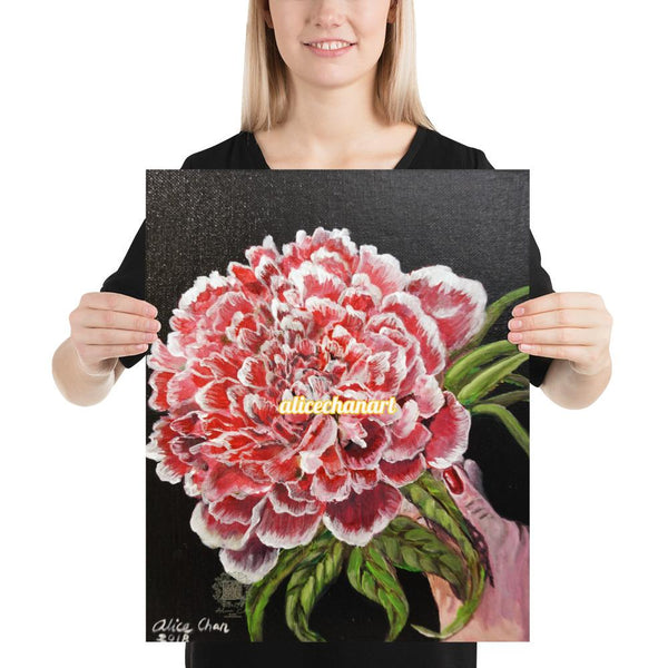 Red Chinese Peony, 2018, Art Print Poster, Made in USA - alicechanart