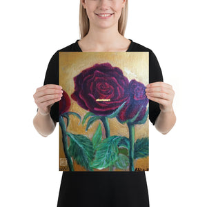 Red Roses in Gold Accent, 2015, Poster Art Print, Made in USA - alicechanart