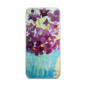 "Curious Exotic Wild Purple Orchids" Clear Floral iPhone Phone Case, Made in USA - alicechanart Purple Orchid Phone Case,"Curious Exotic Wild Purple Orchids" Clear Floral Print, iPhone 7/6/7+/ 6/6s/ X/XS/ XS Max/ XR/ 11/ 11 Pro/ 11 Pro Max Phone Case, Made in USA/EU