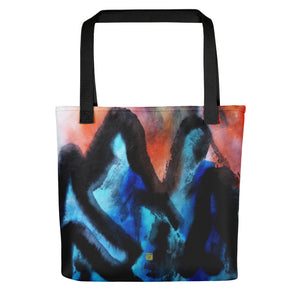 Blue Mountain Asian Contemporary Art Trendy 15"x15" Size Tote Bag - Made in USA - alicechanart