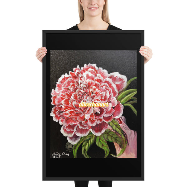 Red Chinese Peony, 2018, Framed Art Print, 2018, Made in USA - alicechanart