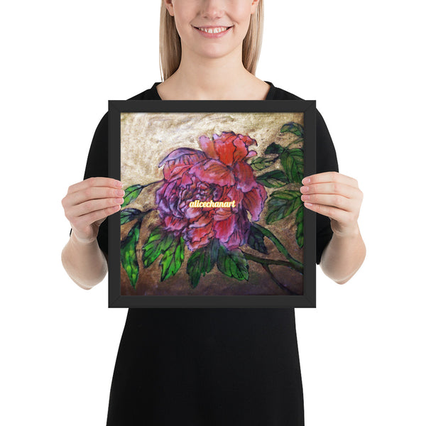 Pink Peony Chinese Floral Art Framed Poster Print, 2019, Made in USA - alicechanart