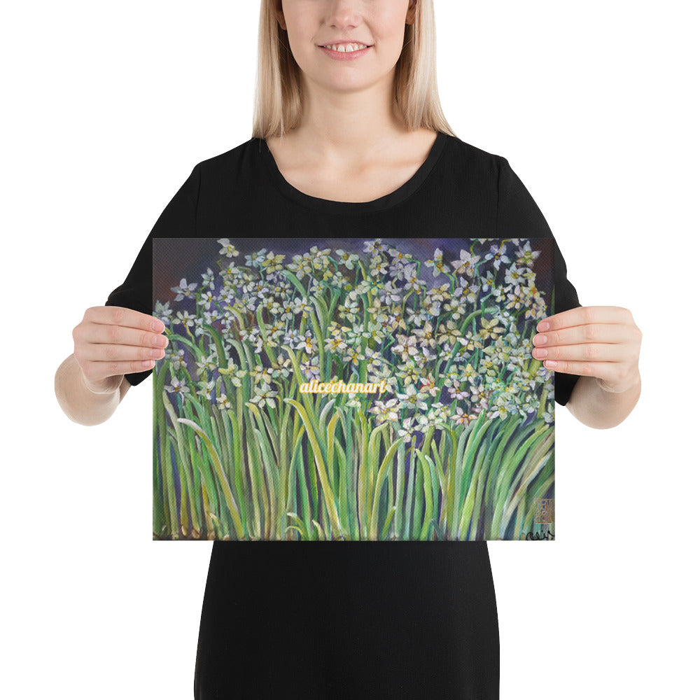 Narcissus Water Lilies, 2015, Floral Canvas Art Print, Made in USA - alicechanart