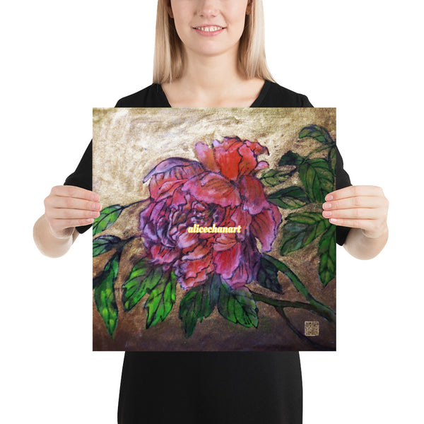 Pink Peony Chinese Floral Art Print Poster, 2019, Made in USA - alicechanart