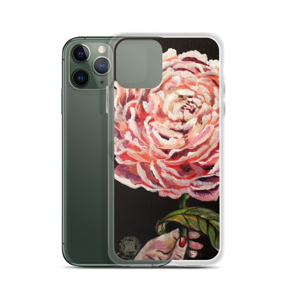 Pink Chinese Peonies Floral Print Premium iPhone Case- Made in USA/ EU - alicechanart Pink Chinese Peonies Phone Case, Floral Print, iPhone 7/6/7+/ 6/6s/ X/XS/ XS Max/ XR 11/ 11 Pro/ 11 Pro Max Cell Phone Case, Made in USA/ EU