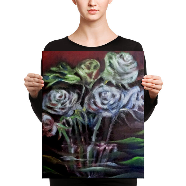 "Ghost Roses", Floral Rose Flower, Canvas Art Print, Rose Flower Fine Art, Made in USA - alicechanart