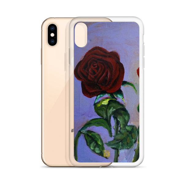 Red Roses in Purple Sky, Floral  iPhone 7/6/7+/ 6 / 6s/ X/XS/ XS Max/XR Case, Made in USA - alicechanart