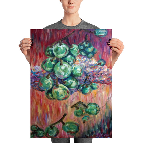 "Falling Green Grapes From The Red Hot Sky", Poster Art Print, Made in USA - alicechanart