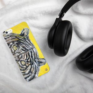 White Tiger Phone Case, Yellow-Eyed Bengal White Tiger Art iPhone Case - Made in USA - alicechanart