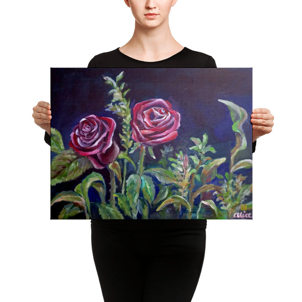 Vampire Roses Floral Red Rose Canvas Art Print, Made In USA - alicechanart