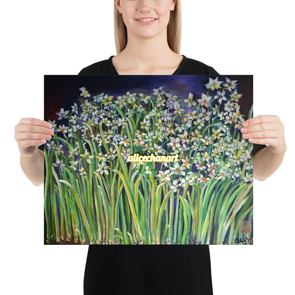 Narcissus Water Lilies, 2015, Art Print Poster, Made in USA - alicechanart