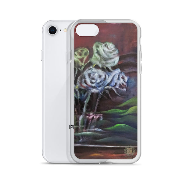 "Ghost Roses", Floral Print, iPhone 7/6/7+/ 6/6s/ X/XS/ XS Max/XR Case, Made in USA - alicechanart Roses Floral Phone Case, "Ghost Roses", Floral Print, iPhone 7/6/7+/ 6/6s/ X/XS/ XS Max/ XR/ 11/ 11 Pro/ 11 Pro Max  Case, Made in USA/EU