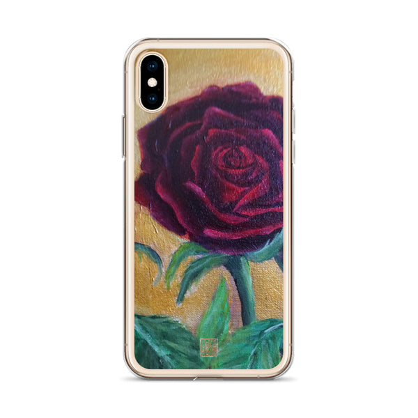 Red Roses in Gold Accent, 2015, Floral Print Designer iPhone Case-Made in USA - alicechanart