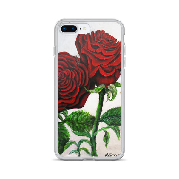 Triple Red Roses in Silver, iPhone Case,  iPhone 7/6/7+/ 6 / 6s/ X/XS/ XS Max/XR Case, Made in USA - alicechanart