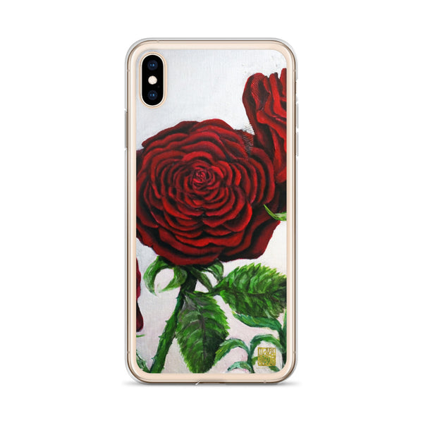 Triple Red Roses, Floral iPhone Case,  iPhone 7/6/7+/ 6 / 6s/ X/XS/ XS Max/XR Case, Made in USA - alicechanart