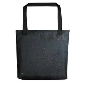 Black Mystery, Modern Minimalist Abstract Art Market 15"x15" Tote Bag, Made in USA/EU - alicechanart