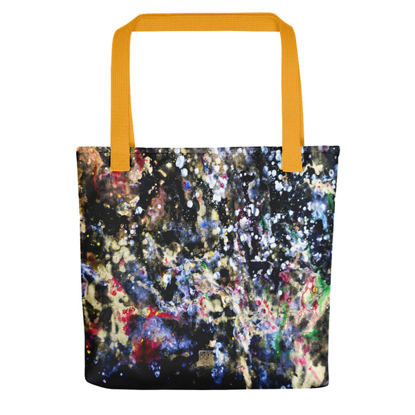 The Golden Galaxy of Life's Forces, Abstract Art Market 15" Tote Bag- Made in USA/ EU - alicechanart